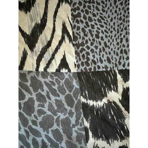 Silk Animal Print Scarf 21” X 21” Transparent Red, Black &‎ White - Picture 3 of 8